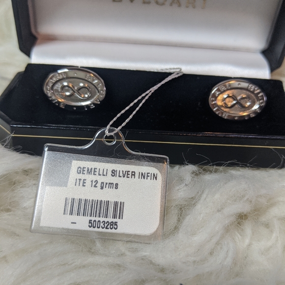 BULGARI Silver cuff links NEVER WORN - Picture 2 of 3